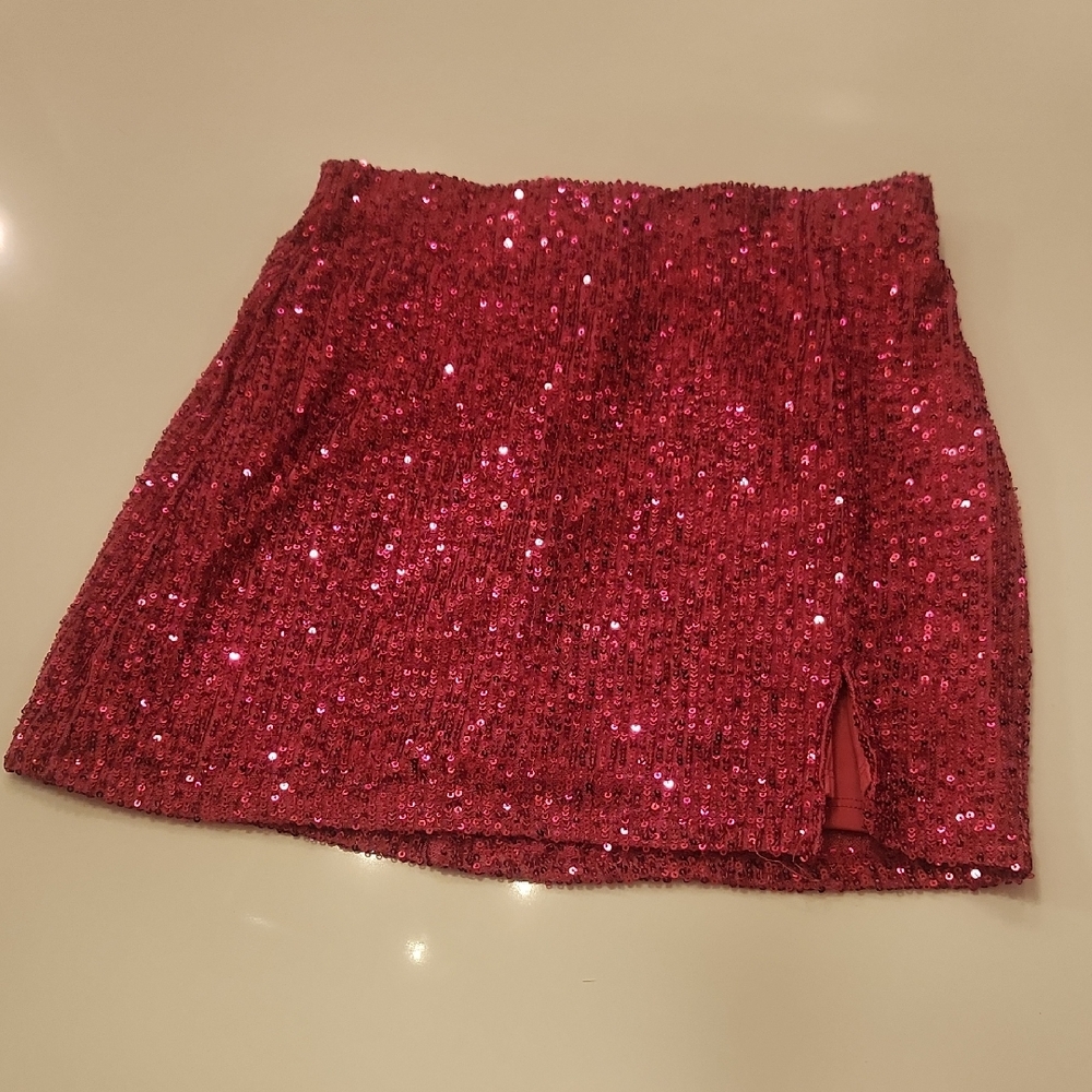 Art Class Sparkling Pink Sequin Mini Skirt